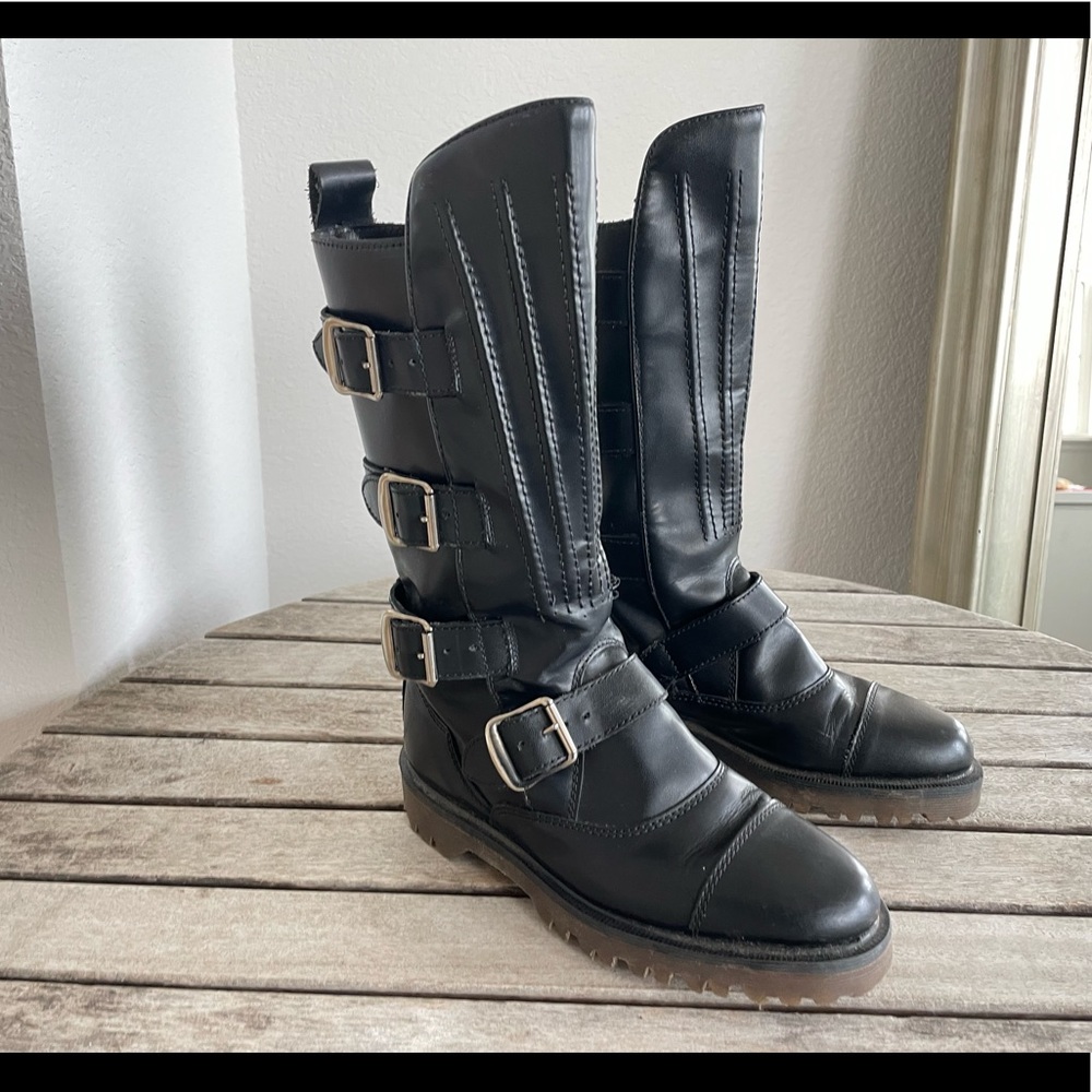 Vintage 80s 90s Dr. Martens for NaNa Leather Engineer Biker Moto Boots Buckles.